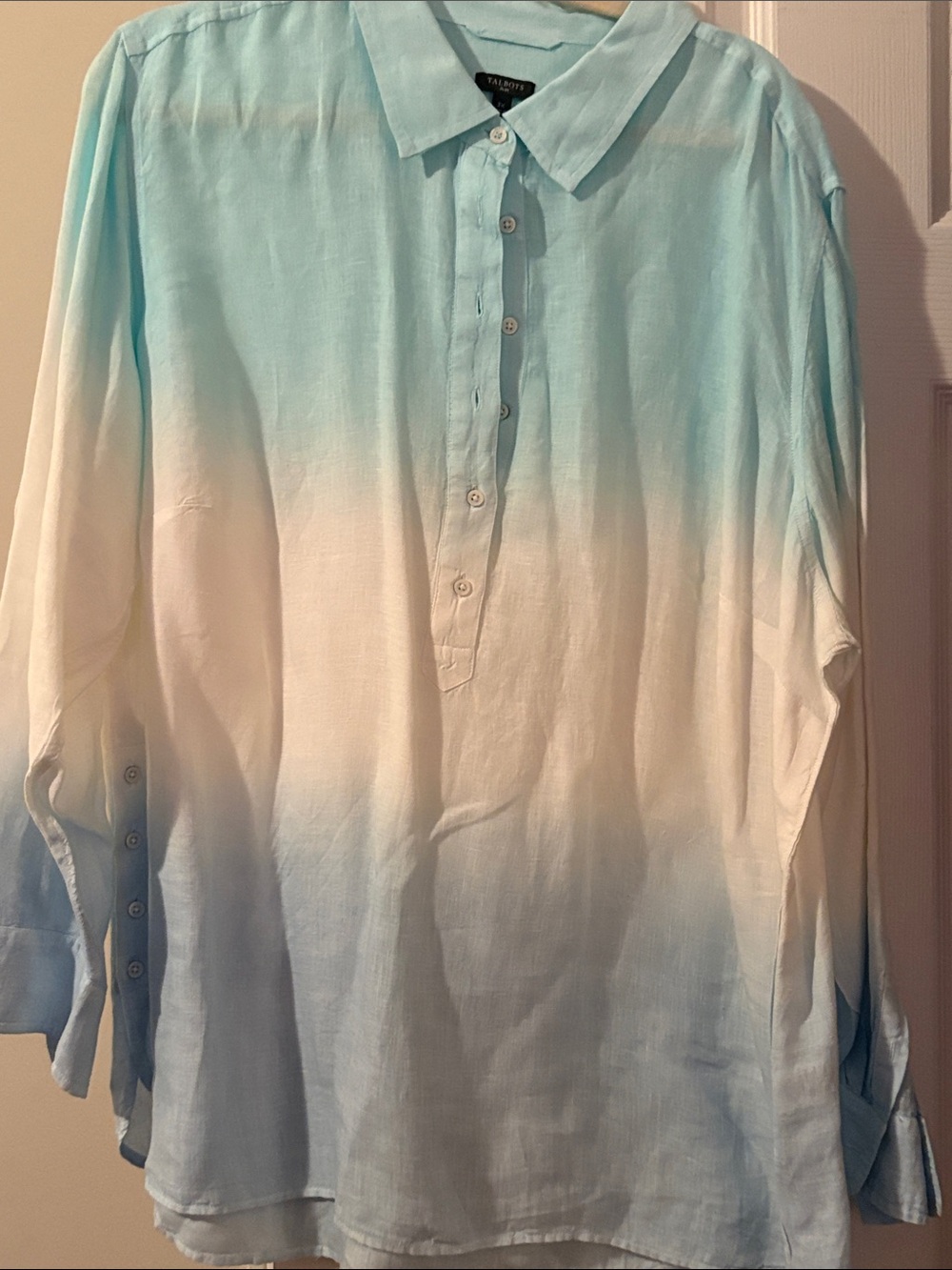 Talbots Ombre Light Blue to White Long-Sleeve Blouse